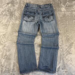 Distressed Y2K Western Cowboy Casual Denim Helix Jeans Slim Boot Sz 26x28